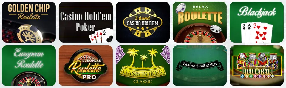 Jeux de table au Playfina Casino